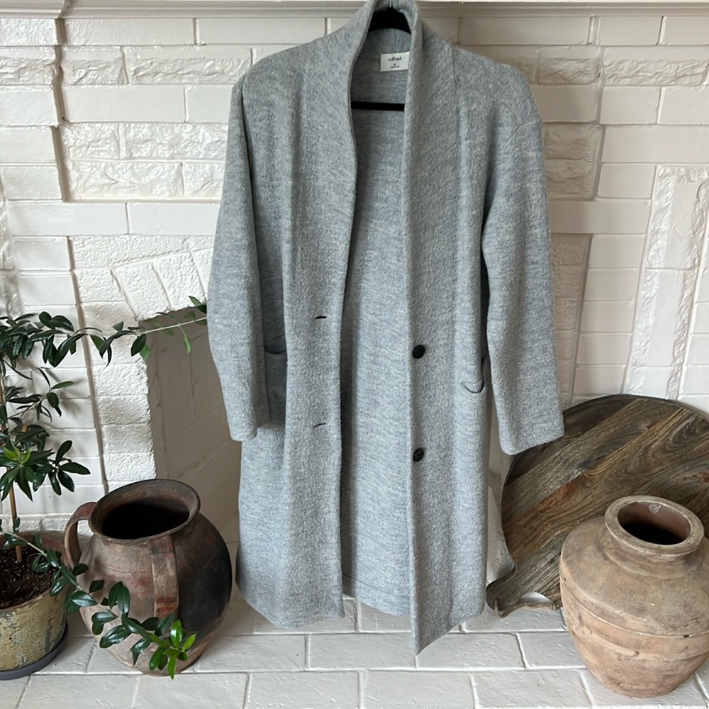 Wilfred / Aritzia Grey Merino Wool Over Coat - Size M